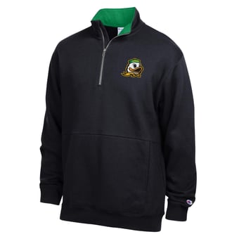 Men's Champion  Black Oregon Ducks Fleece Quarter-Zip Pullover