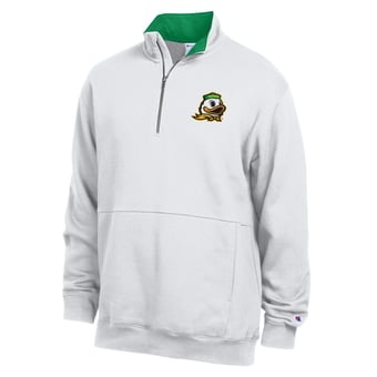 Men's Champion  White Oregon Ducks Fleece Quarter-Zip Pullover