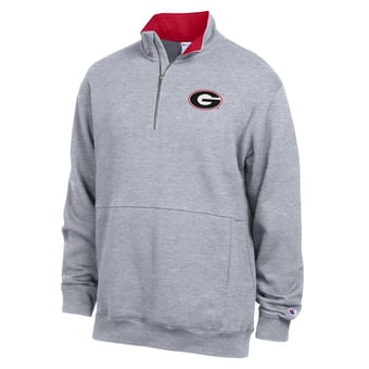Men's Champion  Heather Gray Georgia Bulldogs Fleece Quarter-Zip Pullover