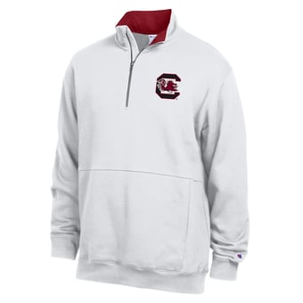Men's Champion  White South Carolina Gamecocks Fleece Quarter-Zip Pullover
