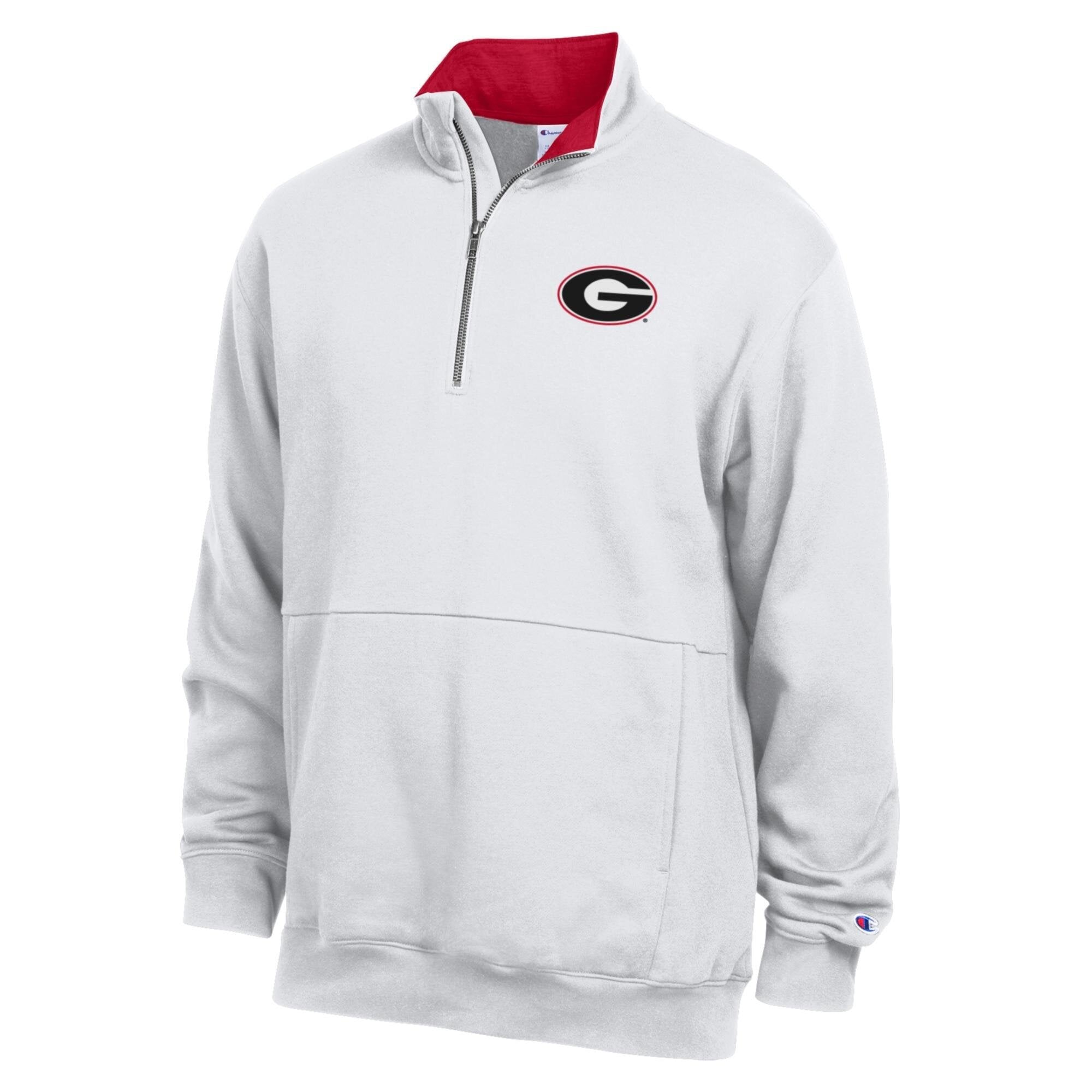 Men's Champion  White Georgia Bulldogs Fleece Quarter-Zip Pullover