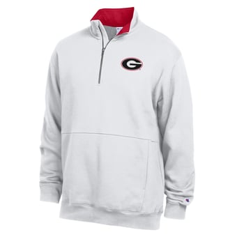 Men's Champion  White Georgia Bulldogs Fleece Quarter-Zip Pullover