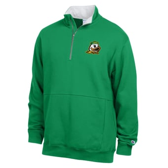 Men's Champion  Green Oregon Ducks Fleece Quarter-Zip Pullover