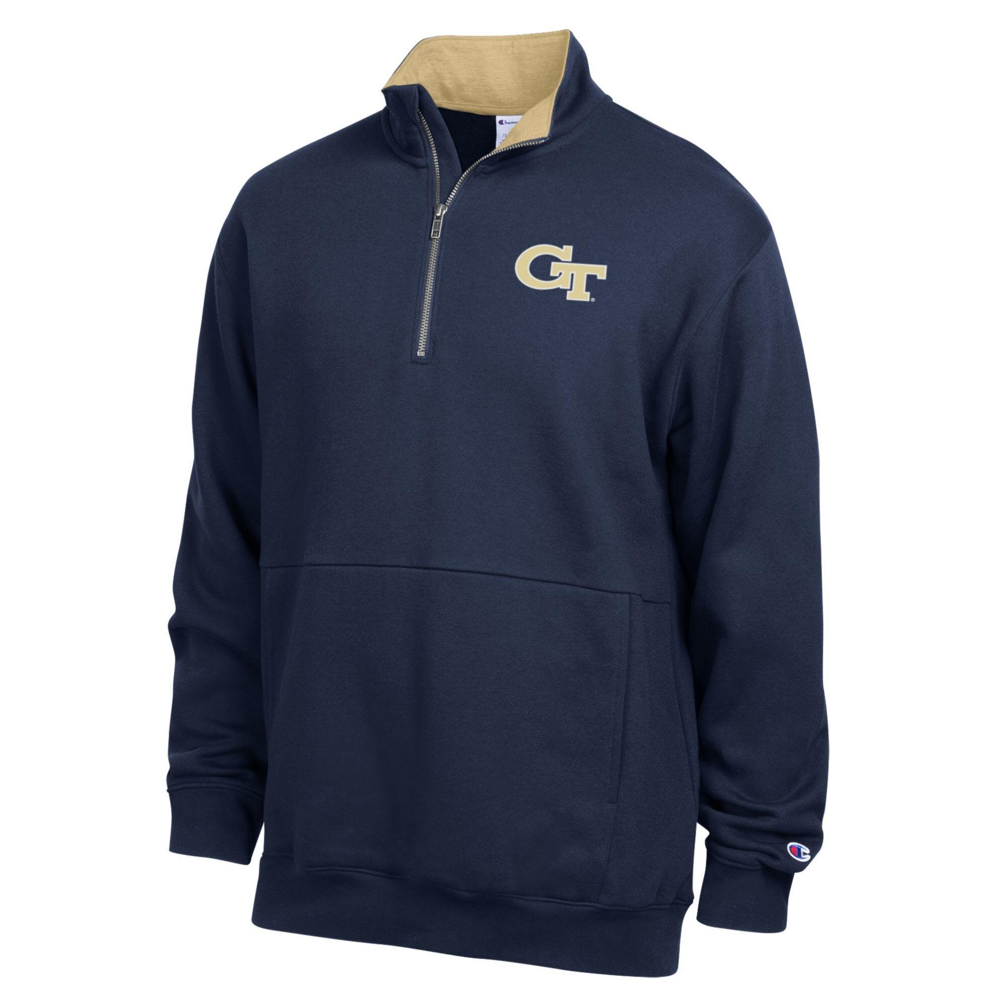 Men's Champion  Navy Georgia Tech Yellow Jackets Fleece Quarter-Zip Pullover