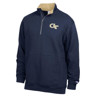 Men's Champion  Navy Georgia Tech Yellow Jackets Fleece Quarter-Zip Pullover