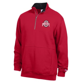 Men's Champion  Scarlet Ohio State Buckeyes Fleece Quarter-Zip Pullover