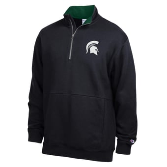 Men's Champion  Black Michigan State Spartans Fleece Quarter-Zip Pullover