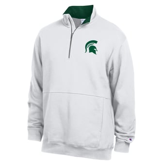 Men's Champion  White Michigan State Spartans Fleece Quarter-Zip Pullover