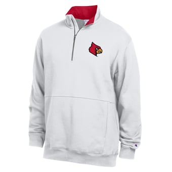 Men's Champion  White Louisville Cardinals Fleece Quarter-Zip Pullover