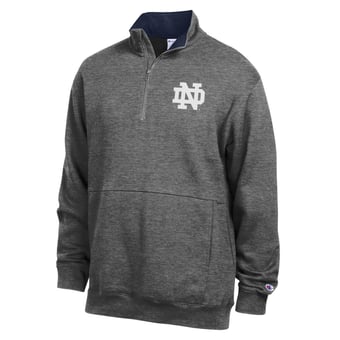 Men's Champion  Charcoal Notre Dame Fighting Irish Fleece Quarter-Zip Pullover