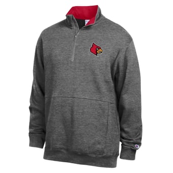 Men's Champion  Charcoal Louisville Cardinals Fleece Quarter-Zip Pullover