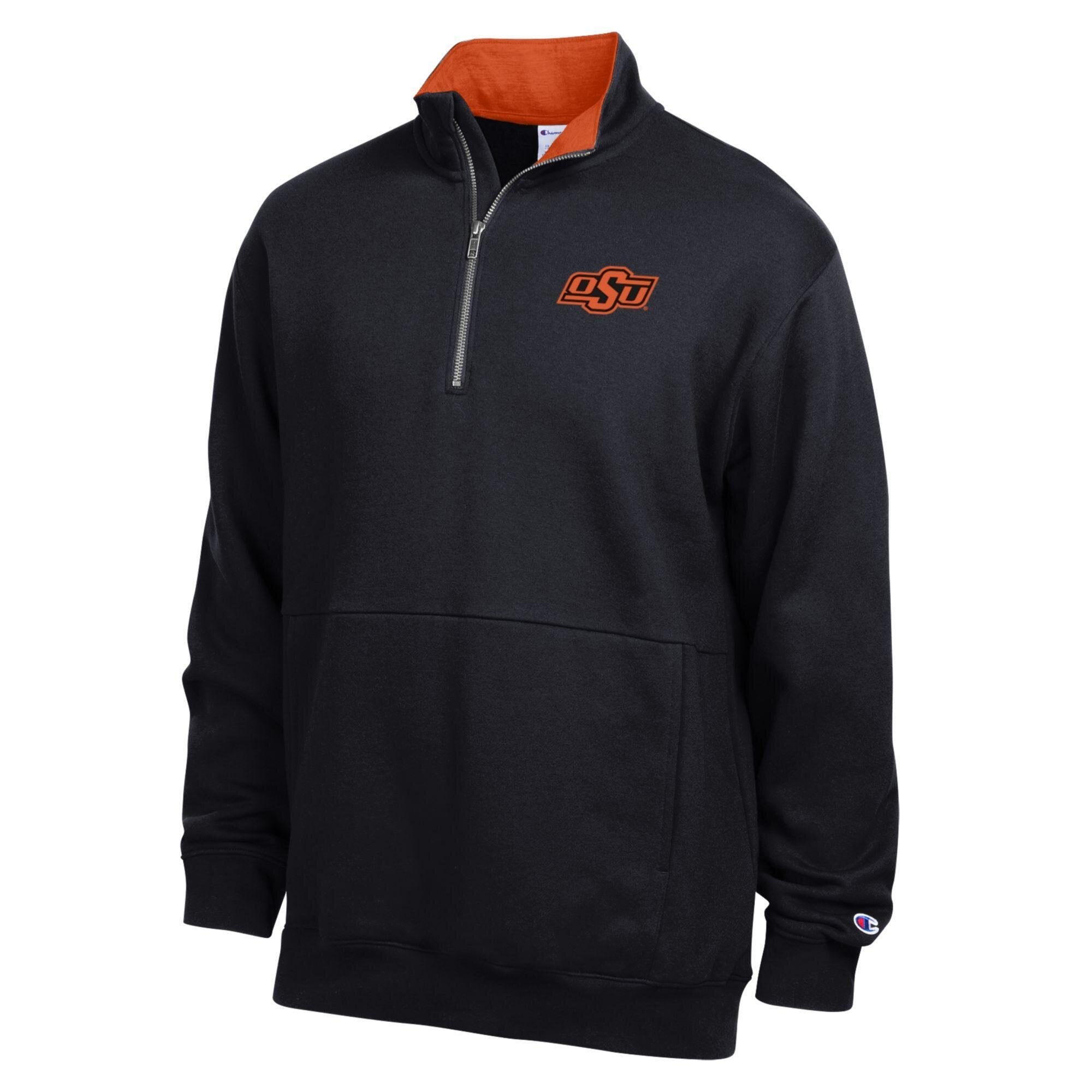 Men's Champion  Black Oklahoma State Cowboys Fleece Quarter-Zip Pullover