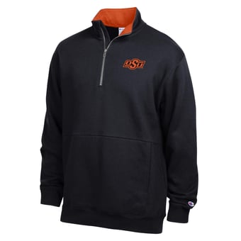 Men's Champion  Black Oklahoma State Cowboys Fleece Quarter-Zip Pullover