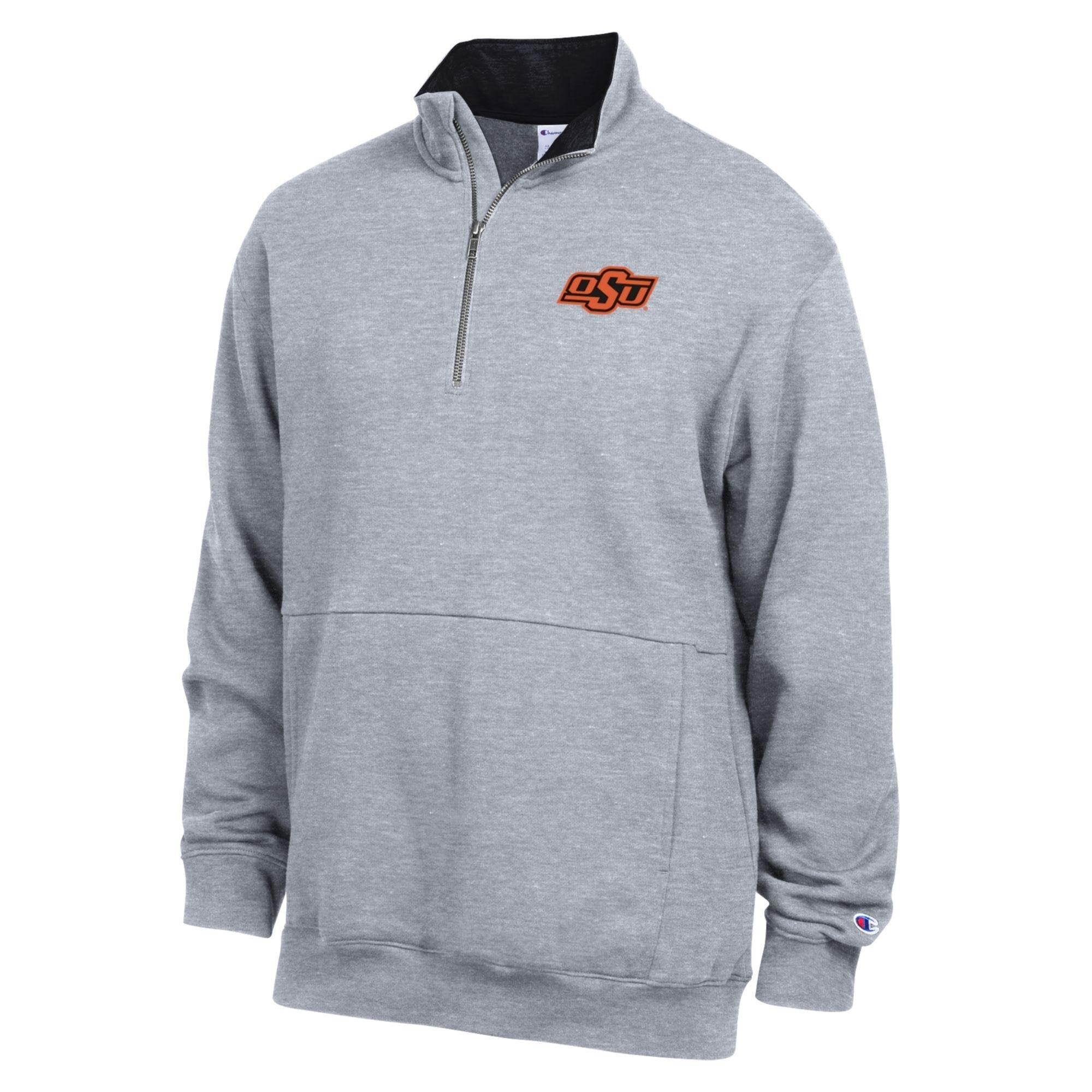 Men's Champion  Heather Gray Oklahoma State Cowboys Fleece Quarter-Zip Pullover