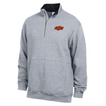 Men's Champion  Heather Gray Oklahoma State Cowboys Fleece Quarter-Zip Pullover