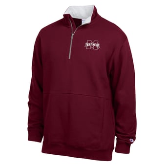Men's Champion  Maroon Mississippi State Bulldogs Fleece Quarter-Zip Pullover