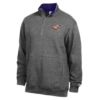 Men's Champion  Charcoal LSU Tigers Fleece Quarter-Zip Pullover