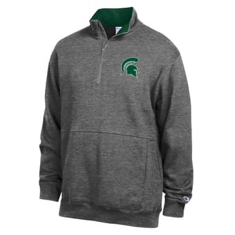 Men's Champion  Charcoal Michigan State Spartans Fleece Quarter-Zip Pullover