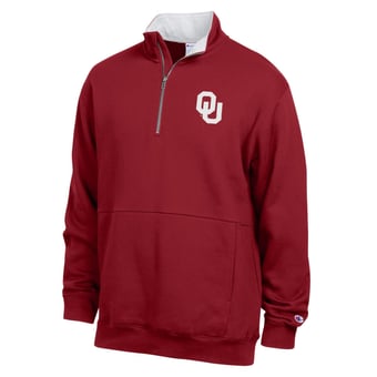Men's Champion  Crimson Oklahoma Sooners Fleece Quarter-Zip Pullover
