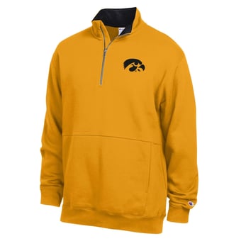 Men's Champion  Gold Iowa Hawkeyes Fleece Quarter-Zip Pullover