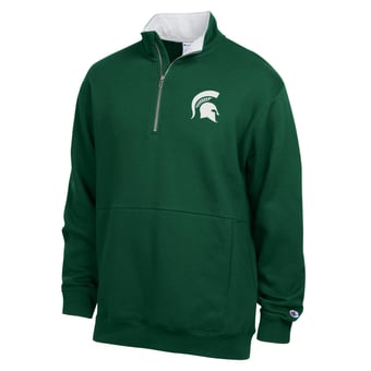 Men's Champion  Green Michigan State Spartans Fleece Quarter-Zip Pullover