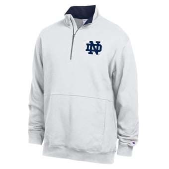 Men's Champion  White Notre Dame Fighting Irish Fleece Quarter-Zip Pullover