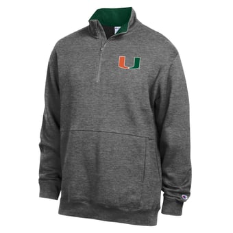 Men's Champion  Charcoal Miami Hurricanes Fleece Quarter-Zip Pullover