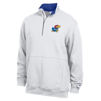Men's Champion  White Kansas Jayhawks Fleece Quarter-Zip Pullover