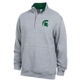 Men's Champion  Heather Gray Michigan State Spartans Fleece Quarter-Zip Pullover