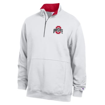 Men's Champion  White Ohio State Buckeyes Fleece Quarter-Zip Pullover