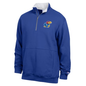 Men's Champion  Royal Kansas Jayhawks Fleece Quarter-Zip Pullover