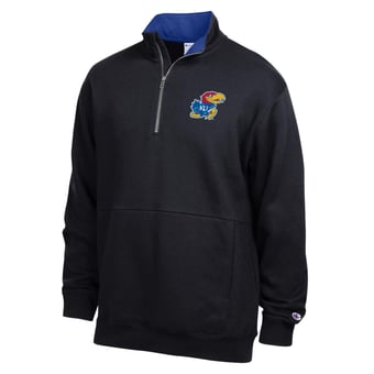 Men's Champion  Black Kansas Jayhawks Fleece Quarter-Zip Pullover