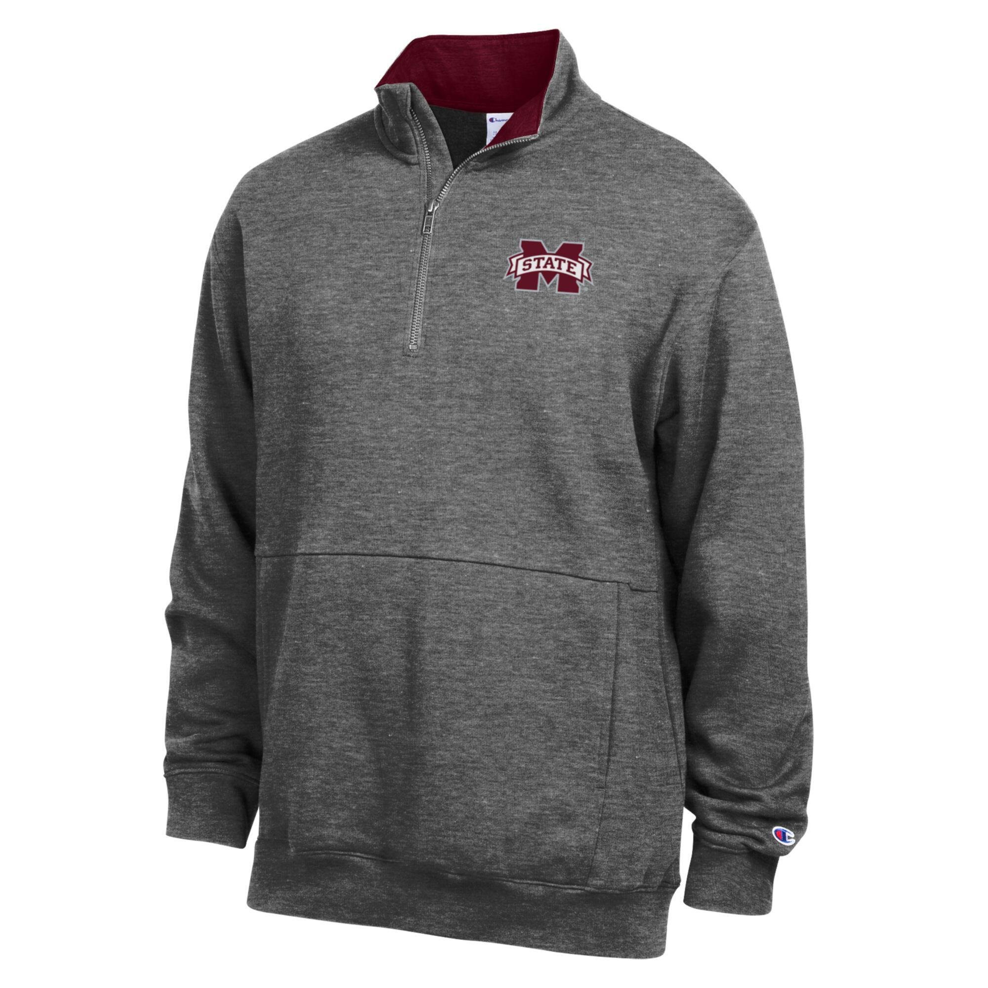 Men's Champion  Charcoal Mississippi State Bulldogs Fleece Quarter-Zip Pullover