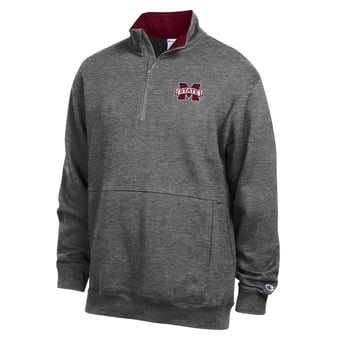 Men's Champion  Charcoal Mississippi State Bulldogs Fleece Quarter-Zip Pullover