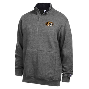 Men's Champion  Charcoal Missouri Tigers Fleece Quarter-Zip Pullover
