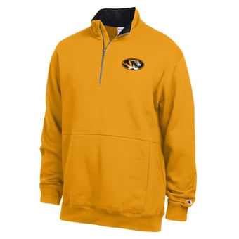 Men's Champion  Gold Missouri Tigers Fleece Quarter-Zip Pullover