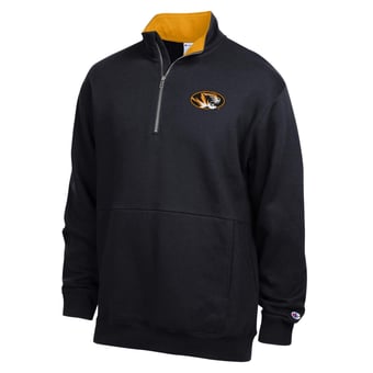 Men's Champion  Black Missouri Tigers Fleece Quarter-Zip Pullover
