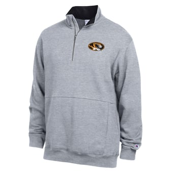 Men's Champion  Heather Gray Missouri Tigers Fleece Quarter-Zip Pullover