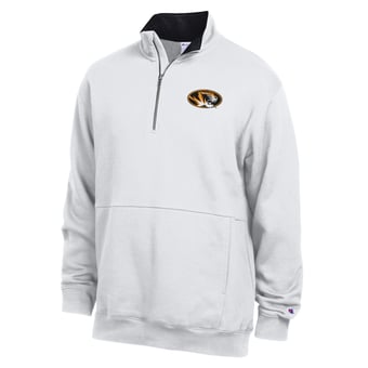 Men's Champion  White Missouri Tigers Fleece Quarter-Zip Pullover