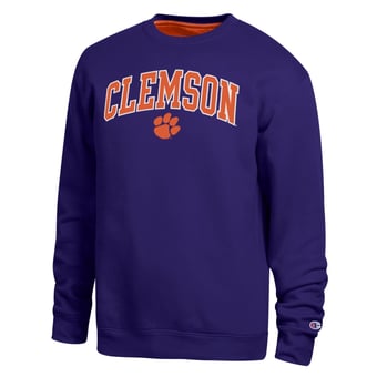 Men's Champion  Purple Clemson Tigers Arch Sweatshirt