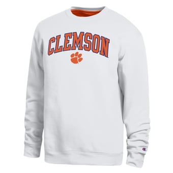 Men's Champion  White Clemson Tigers Arch Sweatshirt