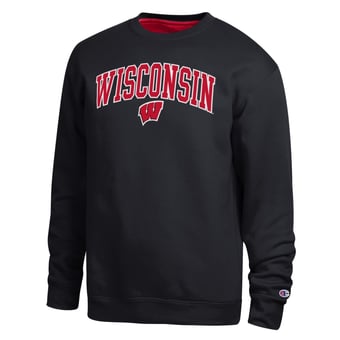 Men's Champion  Black Wisconsin Badgers Arch Sweatshirt