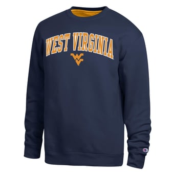 Men's Champion  Navy West Virginia Mountaineers Arch Sweatshirt