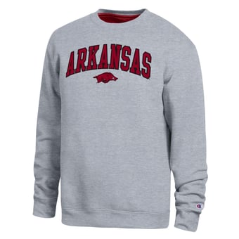 Men's Champion  Heather Gray Arkansas Razorbacks Arch Sweatshirt