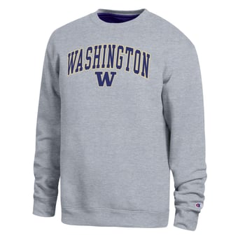 Men's Champion  Heather Gray Washington Huskies Arch Sweatshirt