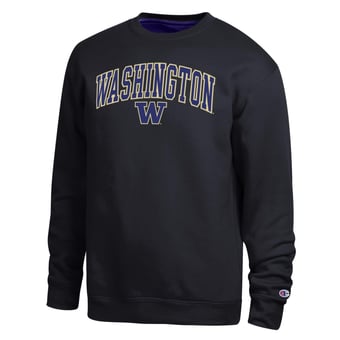 Men's Champion  Black Washington Huskies Arch Sweatshirt