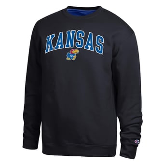 Men's Champion  Black Kansas Jayhawks Arch Sweatshirt