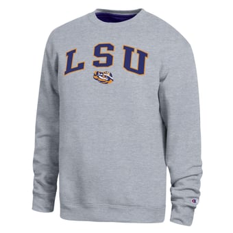 Men's Champion  Heather Gray LSU Tigers Arch Sweatshirt