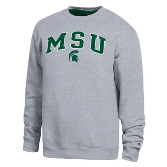 Men's Champion  Heather Gray Michigan State Spartans Arch Sweatshirt