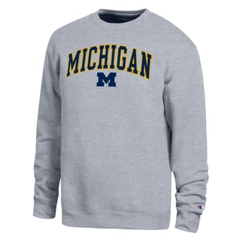 Men's Champion  Heather Gray Michigan Wolverines Arch Sweatshirt